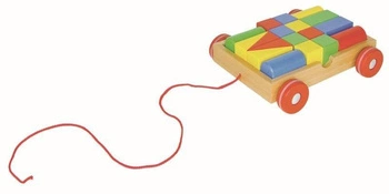 Wózek do ciągnięcia z 18 klockami, goki basic.