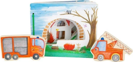 Drewniana książka dla dzieci z figurkami Straż pożarna 12040-SFD-Small Foot Design, zabawki edukacyjne