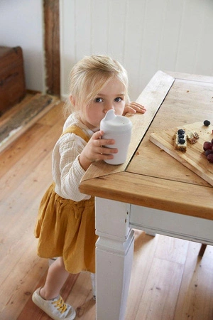 Kubek z silikonową pokrywką z dziubkiem Little Chums Kot