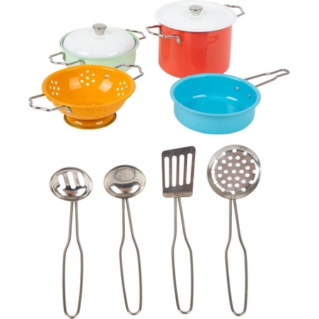 Kolorowy zestaw garnków z akcesoriami 11751-Small Foot, kuchnie dla dzieci