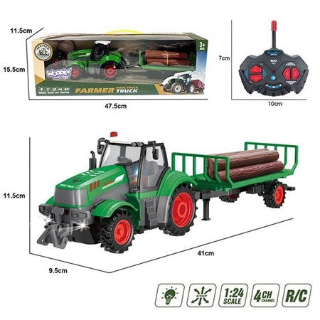 WOOPIE Traktor z Przyczepą na Pilota Sterowany RC - Skala 1:24