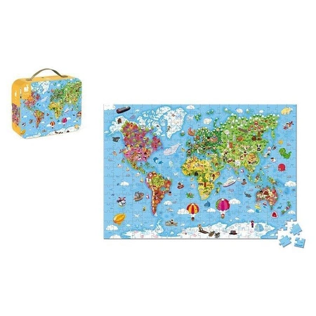 Puzzle w walizce Ogromna mapa świata 300 elementów 7+, Janod