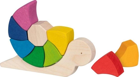 Układanka drewniana 3D klocki Ślimak z kolorową muszlą Goki 58368