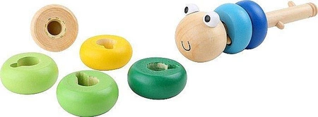 Kolorowy robak konstrukcyjny z drewna, 3924-small foot, zabawki rozwojowe