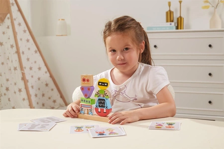 VIGA Układanka Piramidka Roboty + Wzory 8 el.