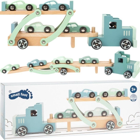 Drewniana ciężarówka z lawetą Chicago 11510-Small Foot, drewniane samochody dla dzieci