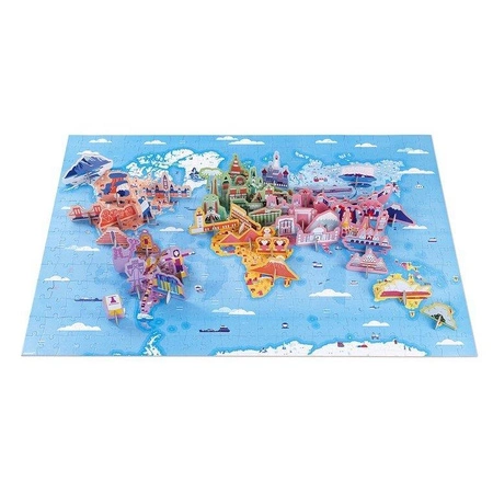 Puzzle edukacyjne z figurkami 3D Cuda świata 350 elementów 7 +, Janod