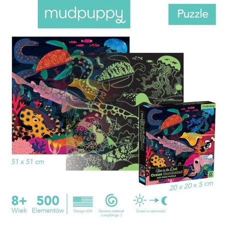Mudpuppy Puzzle rodzinne świecące w ciemności Ocean 500 elementów 8+