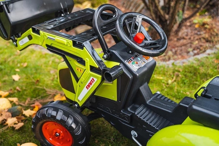 FALK Traktor CLAAS na Pedały z Przyczepą, Łyżką i Spychaczem od 3 Lat