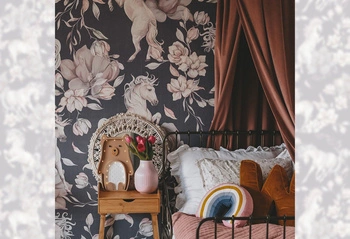 Tapeta W Jednorożce- UNICORNS Kolor 'Purple Gray' Malumi