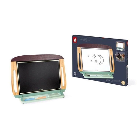 Drewniana tablica dwustronna 2 w 1 z akcesoriami, Janod