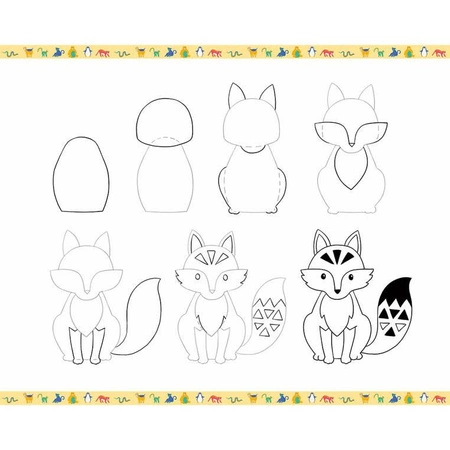 Zestaw kreatywny Rysowanie krok po kroku Zwierzęta 20 rysunków 7+, Janod