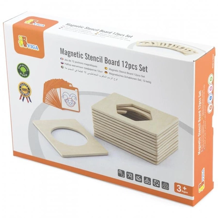 VIGA Drewniane Puzzle Magnetyczne Szablony Kształty