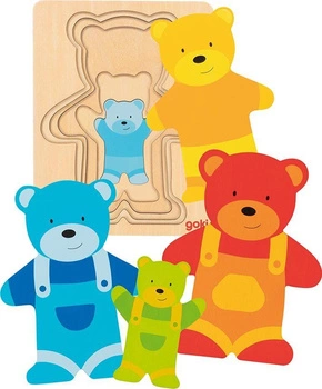 Układanka warstwowa Niedźwiedź 57449-Goki, puzzle drewniane