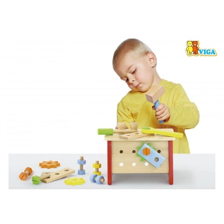 Viga Toys Drewniany Warsztat Majsterkowicza z Narzędziami Edukacyjny Montessori