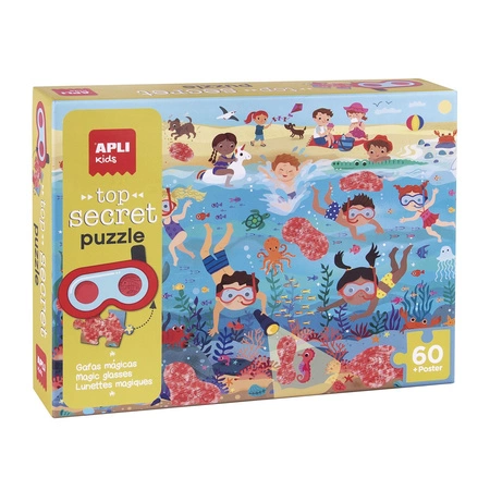 Puzzle z magicznymi okularami Apli Kids - Plaża 4+