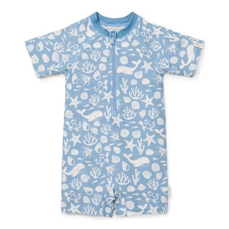 Little Dutch Swimsuit z krótkim rękawem Sea Life Ocean Blue - 98/104
