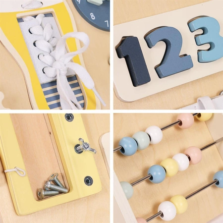 Duża drewniana tablica manipulacyjna sensoryczna dla dzieci panel edukacyjny XL