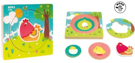 Drewniane puzzle z warstwami Apli Kids - Kurka 2+