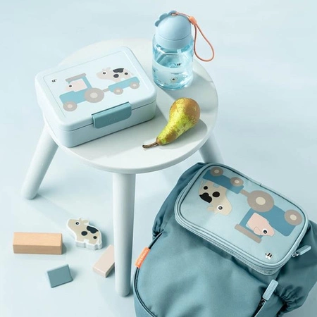 Done by Deer Lunchbox dla Dziecka z Podziałką Tiny Farm Blue