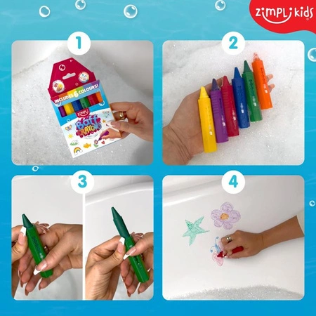 Kredki do kąpieli – malowanie wanny 6 kolorów, Zimpli Kids