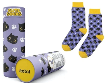 Skarpetki bawełniane z kotkiem fioletowe