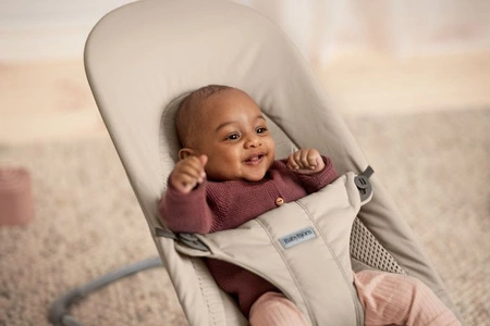 BABYBJORN - leżaczek BALANCE SOFT WOVEN/JERSEY Tri Fabric, Piaskowoszary