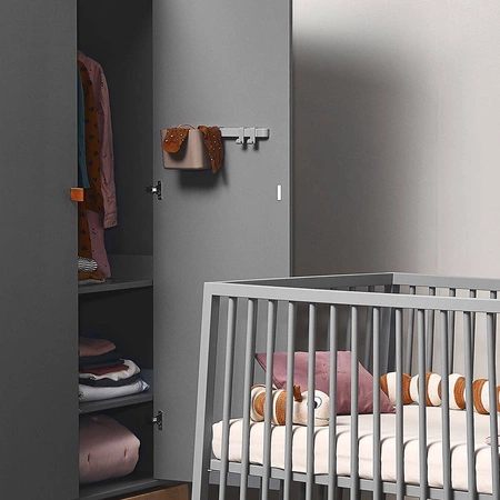 LEANDER - organizer na pieluchy i akcesoria dziecięce - 3 sztuki, 2 haczyki i szyny, dusty grey