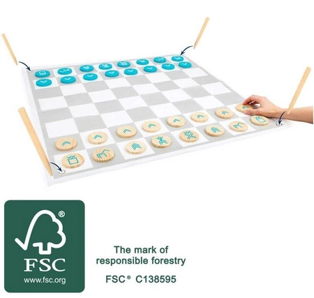 Drewniane szachy i warcaby 2w1 Activ 12026-Small Foot, gry na zewnątrz