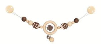 Drewniana zawieszka do wózka z dzwoneczkiem Naturalne biedroneczki 763990-Heimess, prezent dla niemowlaka