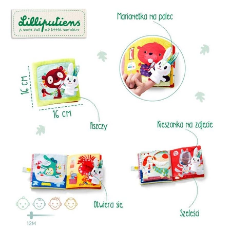 LILLIPUTIENS Książeczka z mini-pacynką wielofunkcyjna Królik dentysta 12 m+