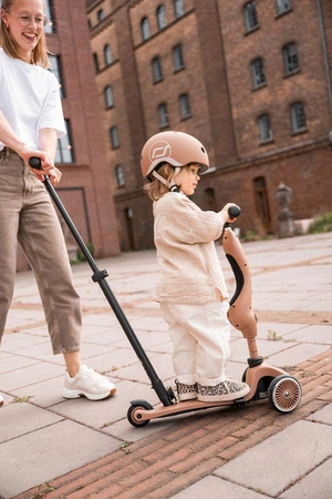 SCOOTANDRIDE Highwaykick 1 Push and Go 2w1 Jeździk i hulajnoga z rączką do prowadzenia 1-5 lat Mocha