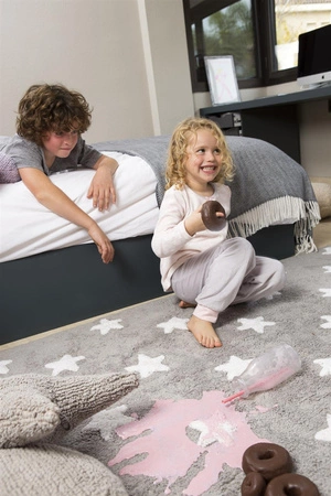 Lorena Canals Dywan bawełniany Grey Stars White 120 x 160 cm