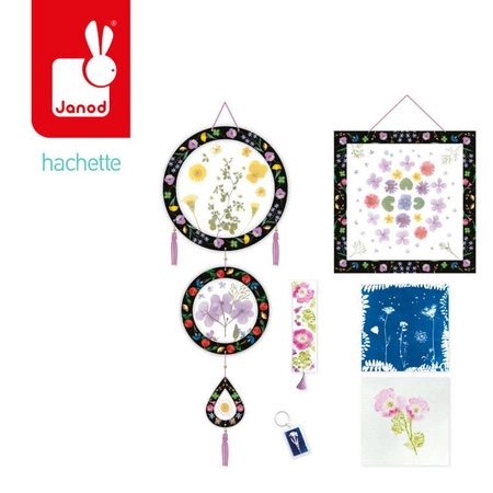 Multizestaw kreatywny 6 dekoracji z użyciem prasy do kwiatów 7+, Janod