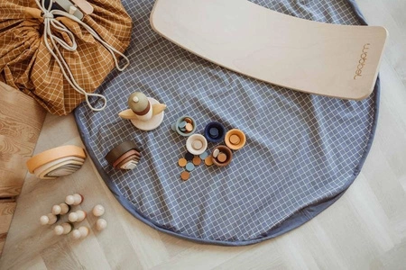 Play&Go Worek na Zabawki i Mata do Zabawy 2w1 Organic Grid Blue