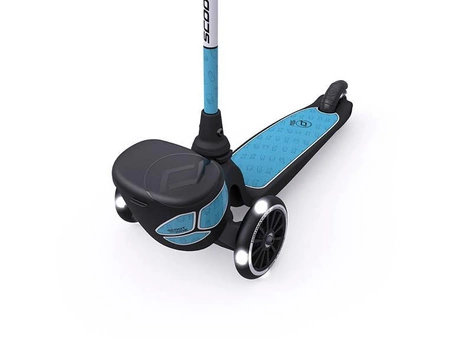 SCOOTANDRIDE Highwaykick 2 Lifestyle Hulajnoga trójkołowa balansowa ze schowkiem, świecącymi kółkami i odblaskową kierownicą 2+ Reflective Steel