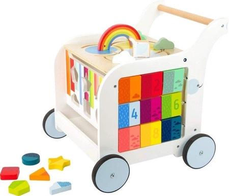 Drewniany chodzik dla dzieci Tęczowy słonik 11607-Small Foot Design, zabawki edukacyjne dla dzieci