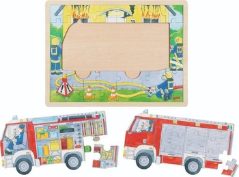 Puzzle warstwowe Straż Pożarna 60 elementów 57416-Goki, zabawki drewniane