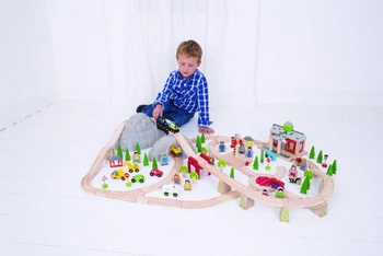 Kolejka drewniana Górska - ogromny zestaw 112 elementów