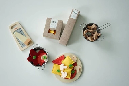 Filcowy zestaw makaronów i akcesoria do przyrządzania włoskiej pasty 3+, Janod