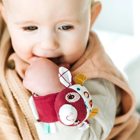 LILLIPUTIENS Grzechotka na rękę Krówka Rosalie z szeleszczącą folią 0 m+