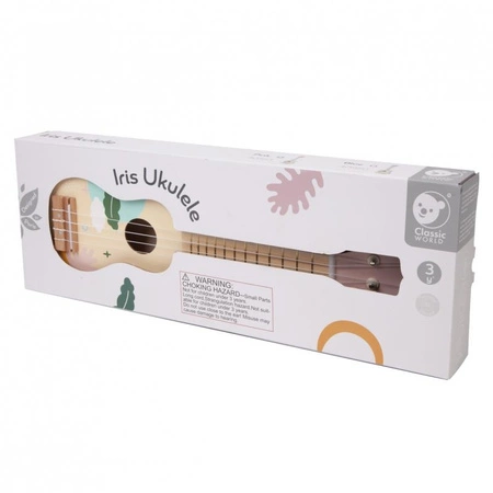 CLASSIC WORLD Drewniane Ukulele Gitara dla Dzieci Różowa