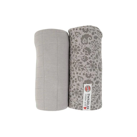 Lodger Wielofunkcyjne muślinowe otulacze Zestaw 2 szt. 120 x 120 cm Flower Tribe Mist