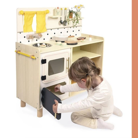 Janod Duża drewniana kuchnia z 19 akcesoriami Shiny Grandma 3+