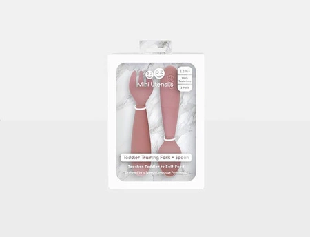 EZPZ Komplet silikonowych sztućców Mini Utensils pastelowy róż