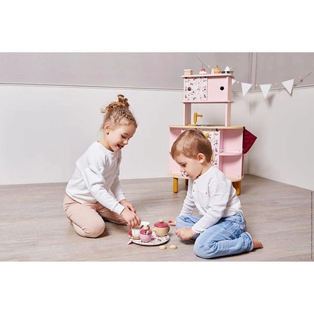 Dwustronna drewniana kuchnia Twist z 8 akcesoriami 3+, Janod