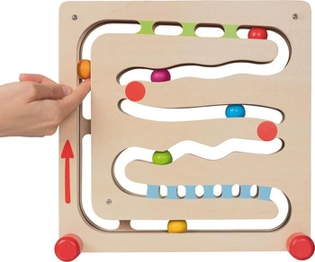 Kulodrom z drewna kolorowe kulki 53819-Goki, zabawki rozwojowe