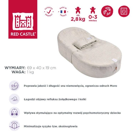 Ergonomiczny materac dla niemowląt Cocoonababy Linen, Red Castle
