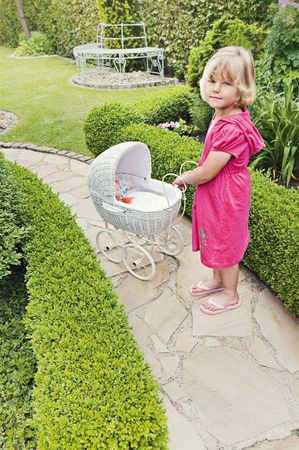 Wózek dla lalek White Wickerwork, 6747-small foot wiklinowe wózki dla lalek