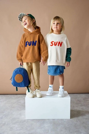 Lassig Bluza z bawełny organicznej GOTS Little Gang Sun milky 7-12 m-cy